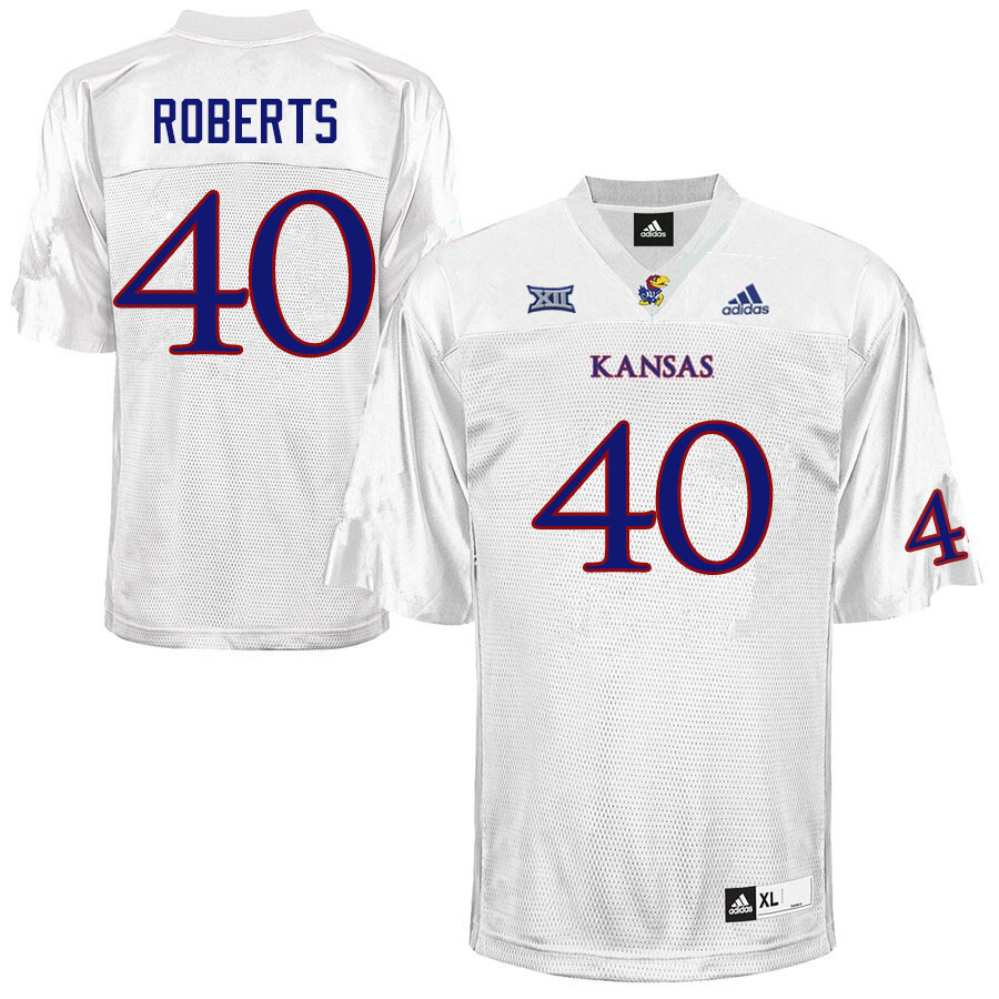 Men #40 Eric Roberts Kansas Jayhawks College Football Jerseys Sale-White - Click Image to Close